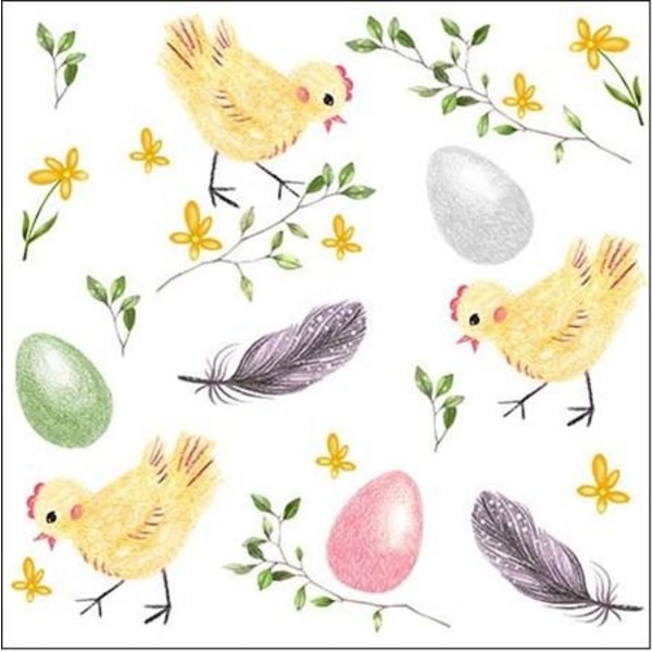 Servett Påsk Kycklingar/Påskägg 20-pack Multicolor