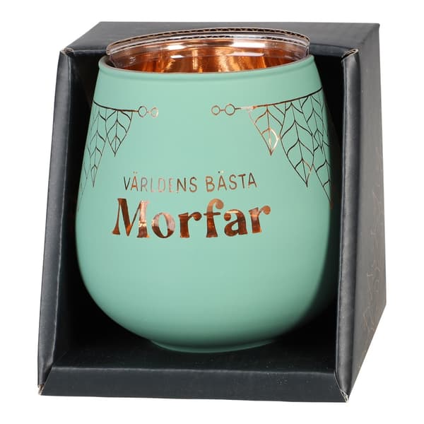 Lykta Morfar Glas Mirror Candle med text Ljuslykta Transparent
