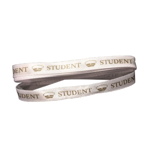 Studentband hvitt/gull 3 meter Multicolor