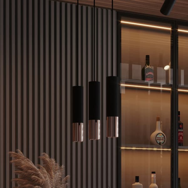 Pendel lampa LOOPEZ 2 svart/koppar Black