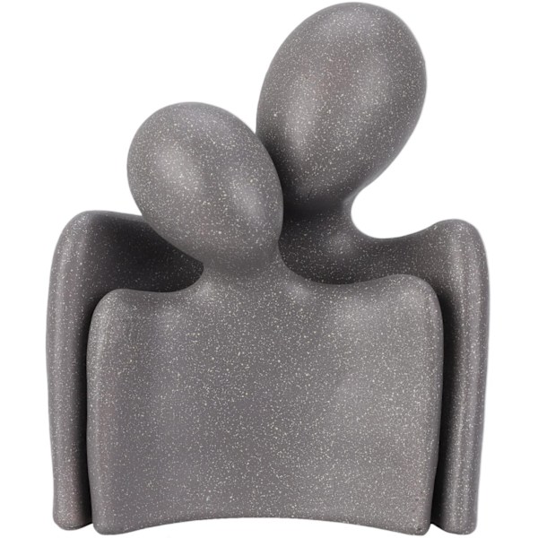 Figur Kram Människor Keramik Grå Svart Beige 17 cm Black