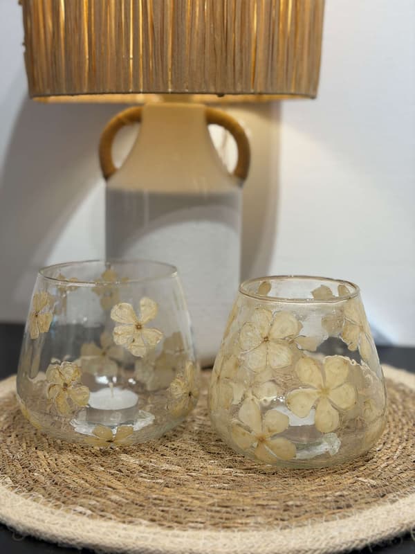 Ljushållare Blommor Beige 15 cm Transparent