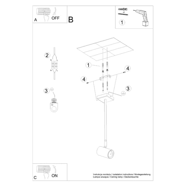 Taklampa NORANO svart Black