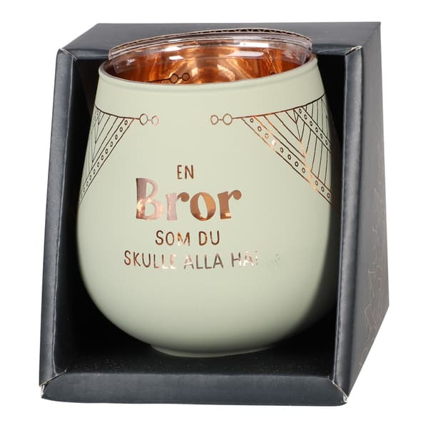 Lykta Bror Glas Mirror Candle med text Ljuslykta Transparent