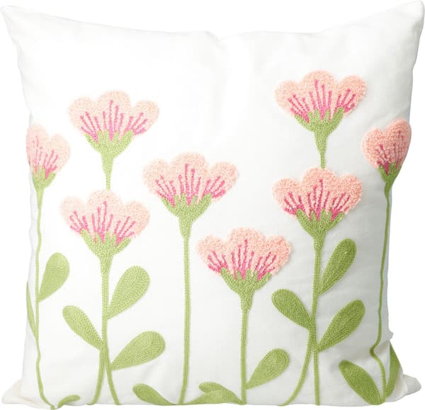 Kudde Blommor Vit/Gul 45x45 cm Gul