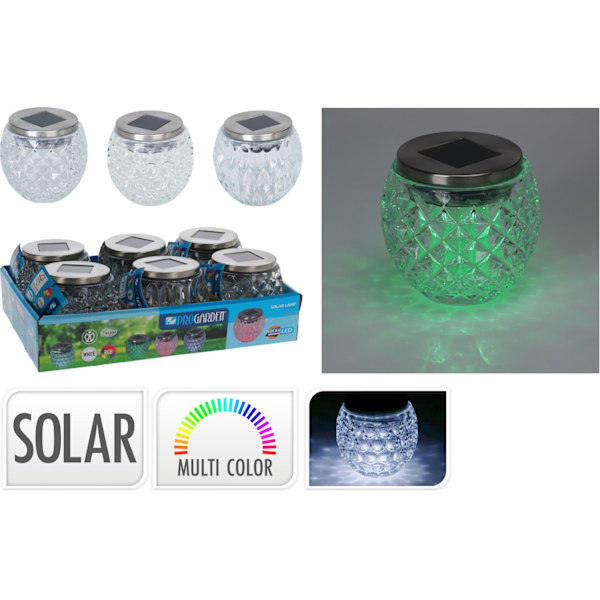 Solcellslampa Glas Multifärg Transparent