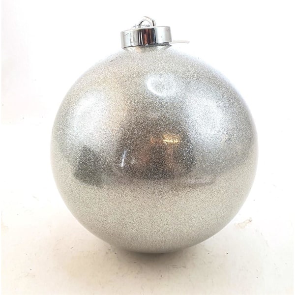 Julekugle Sølv Glitter 20 cm Silver