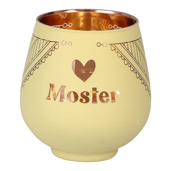 Lykta Moster Glas Mirror Candle med text Ljuslykta Transparent