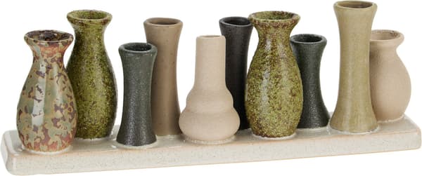 Vas Minivaser Beige/Grön Keramik 30 cm Green