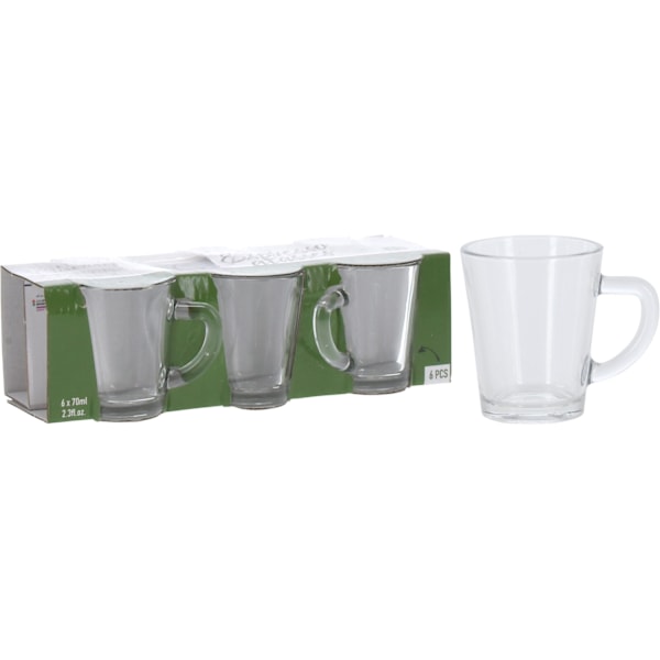 Mugg Espresso Glögg Glas handtag 6-pack Transparent