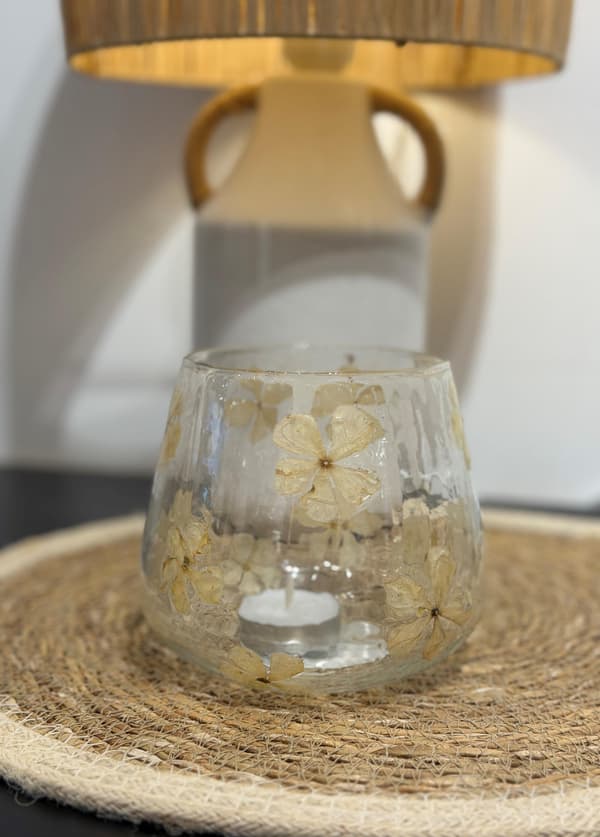 Ljushållare Blommor Beige 15 cm Transparent