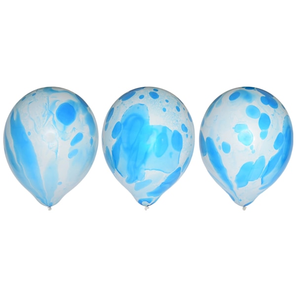 Ballong Blå Marble Marmor 6-pack Latex Blå