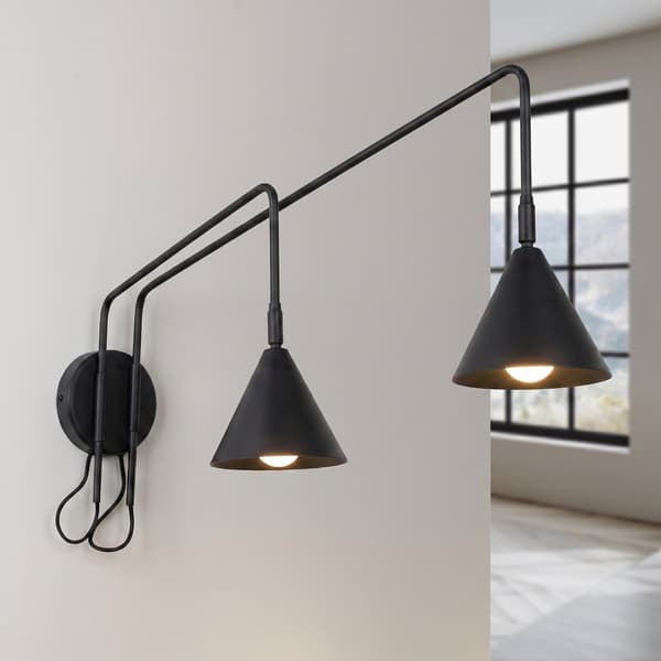 Vägglampa NOX 2 svart med strömbrytare Black