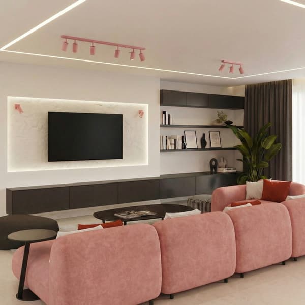 Taklampa RING 3P rosa Pink