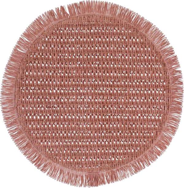 Underlägg Runt Beige Fransar 38 cm 4-pack Beige
