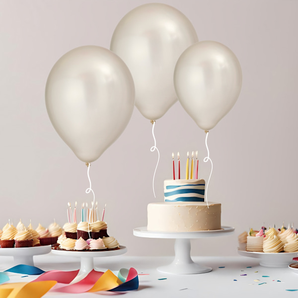 Ballong Vit Pearl Pärlemo 8-pack Latex Vit