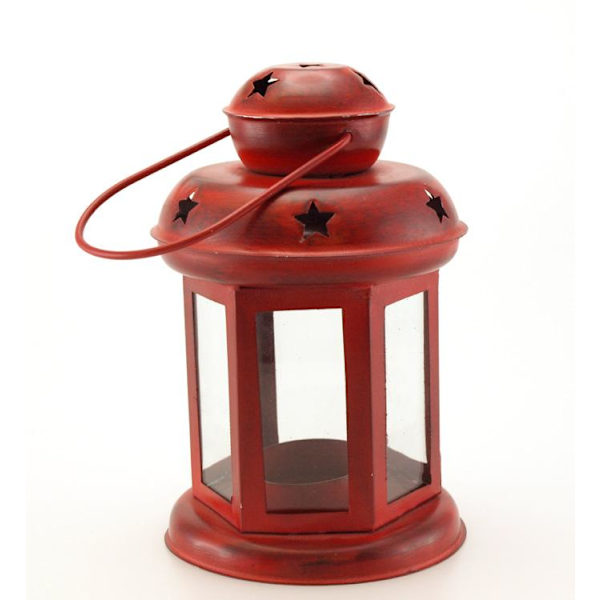 Lykta Röd Metall 15 cm Red