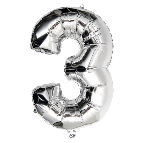 Ballonnumre 75cm sølv Silver one size