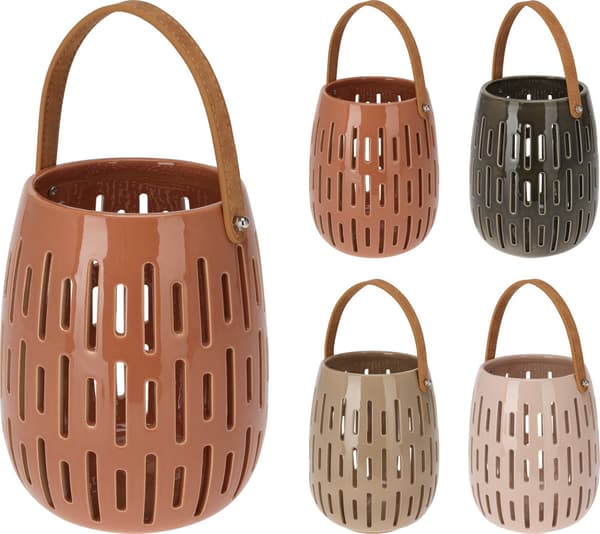 Lykta Keramik Brunröd 20 cm Brown