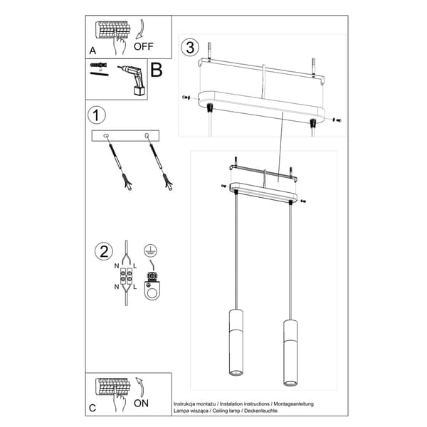 Pendel lampa PABLO 2 vit White