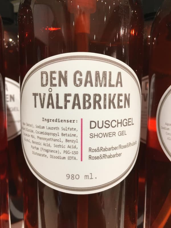 Duschgel med pumpflaska Ros/Rabarber 1000 ml Brown