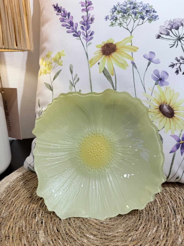 Skål Fat Blomma Glas 21 cm multifärg