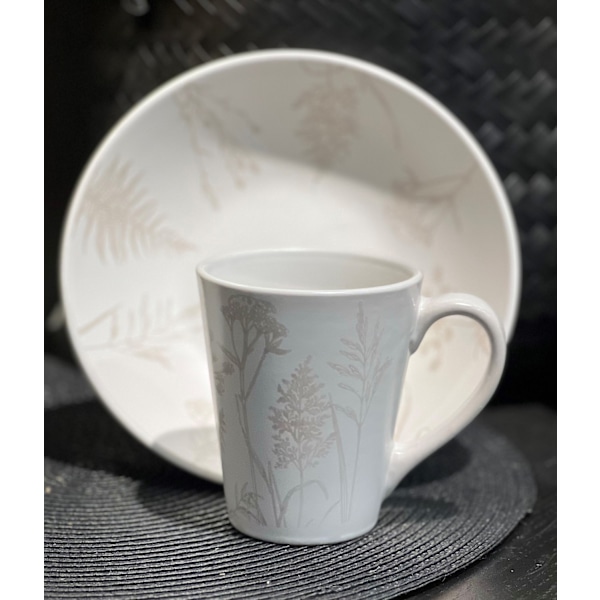 Mugg Blommor Blad Beige Beige