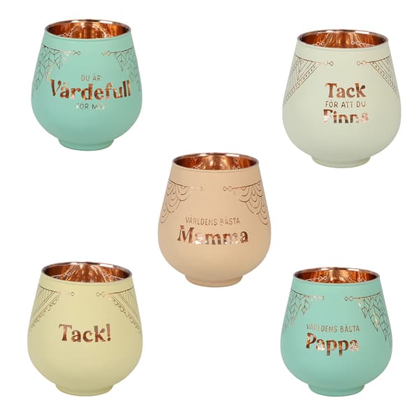 Lykta Mamma Glas Mirror Candle med text Ljuslykta Transparent