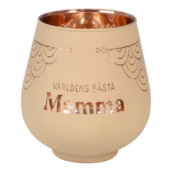 Lykta Mamma Glas Mirror Candle med text Ljuslykta Transparent