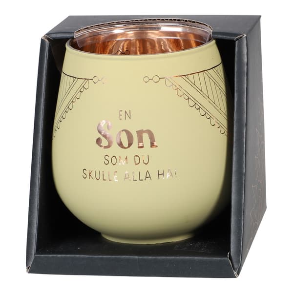 Lykta Son Glas Mirror Candle med text Ljuslykta Transparent