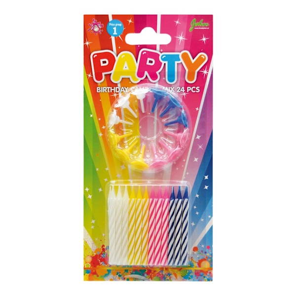 Ljus Tårtljus 24-pack multifärg
