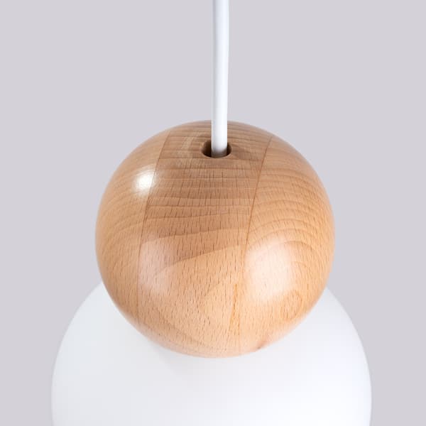 Lampada a sospensione PEKKA 1 bianco/legno naturale Vit
