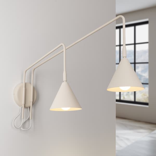 Vägglampa NOX 2 beige med strömbrytare Beige