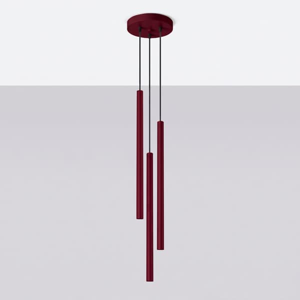Pendellampa PASTELO 3P vinröd burgundy