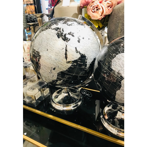 Globus med belysning d32cm Black & Silver "Globe lamp" Black