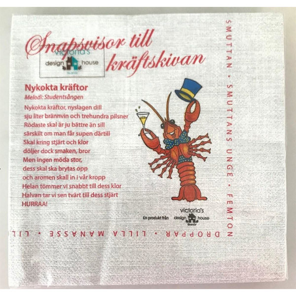 Servetter Kräftskiva Snapsvisor multifärg