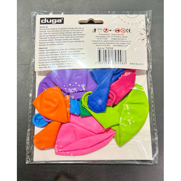 Ballonger Grattis Mixade färger 25 cm 10-pack Multicolor