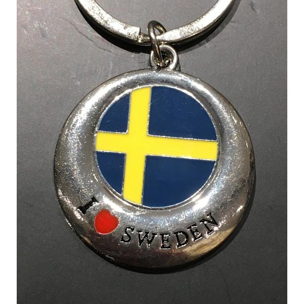 Nyckelring Souvenir Flagga I Love Sweden multifärg