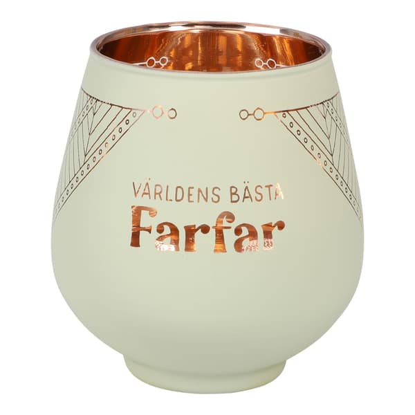 Lykta Farfar Glas Mirror Candle med text Ljuslykta Transparent