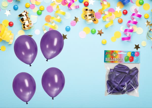 Ballong Metallic Lila 8-pack Latex Lila