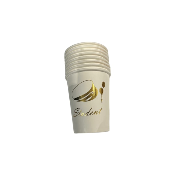 Mugg Student Vit/Guld 8-pack Vit