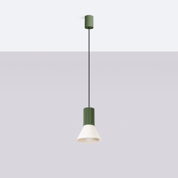Pendellampa ESTRIA 1 beige/olivgrön Beige