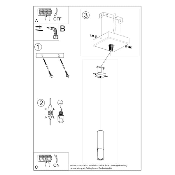 Pendel lampa LOOPEZ 1 svart/koppar Black