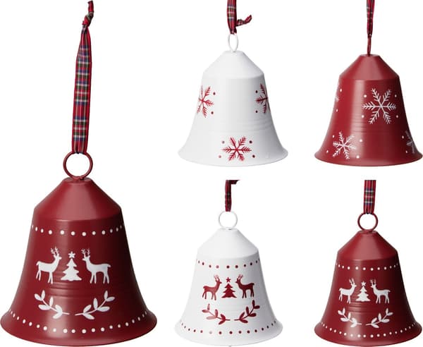 Klocka Jul Bjällra Vit Snöflingor 15 cm White Vit Snöflingor