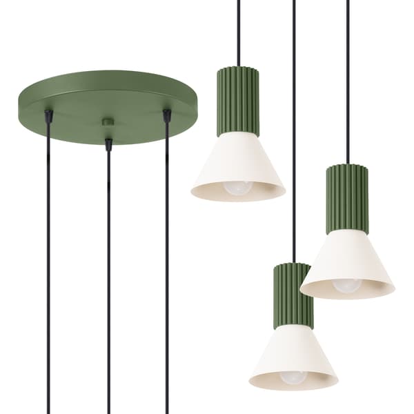 Pendellampa ESTRIA 3P beige/olivgrön Beige