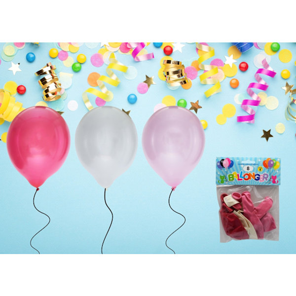 Ballong Metallic Rosa 8-pack Latex Rosa