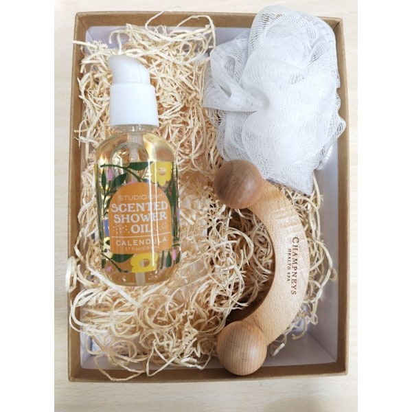 Massageset Olja/Massagerulle Natur