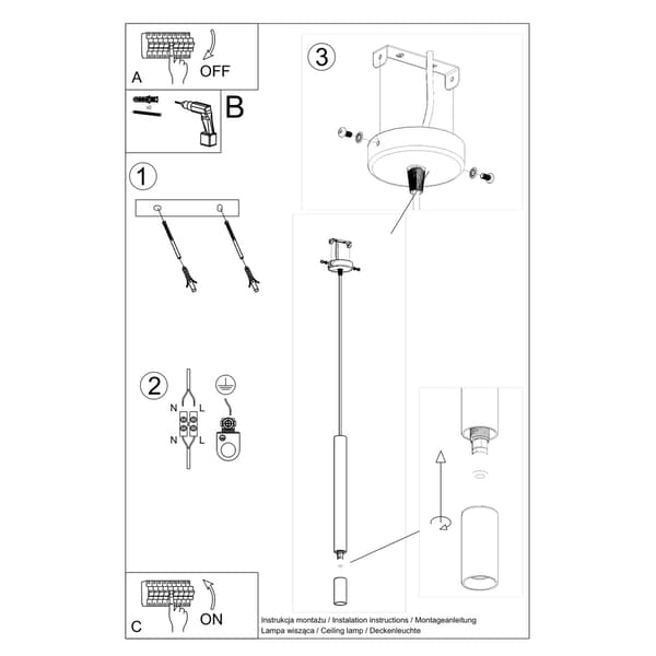 Pendel lampa WEZYR 1 vit White