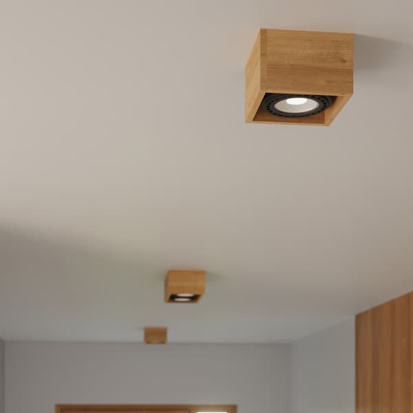 Taklampa QUATRO 1 naturträ Brown