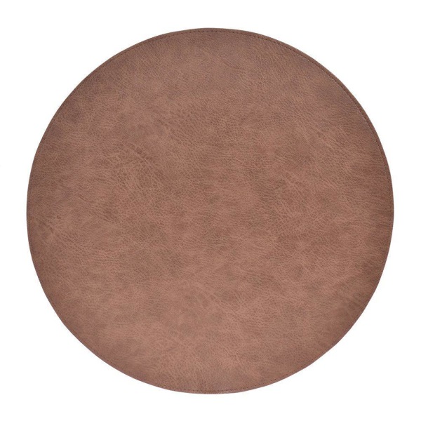 Underlägg Läder/skinnlook grå/bruna Runda 4-p Tablett Brown